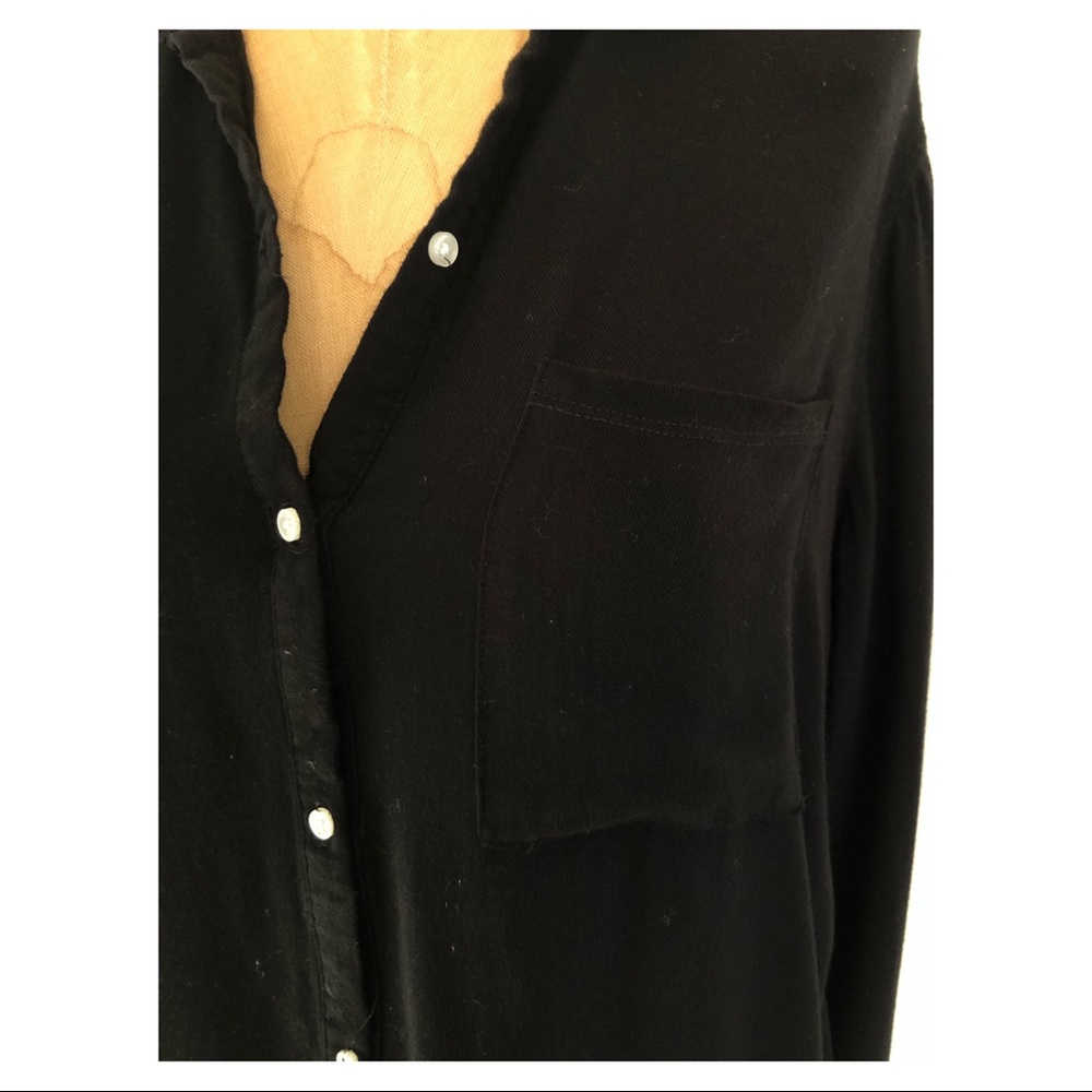 A&F Oversized Flowy Button Down Tunic Black Xs - image 4